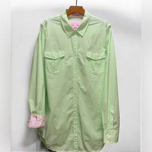 Lilly Pulitzer Resort Fit Button-Down Shirt Green White Gingham Pattern size XL
